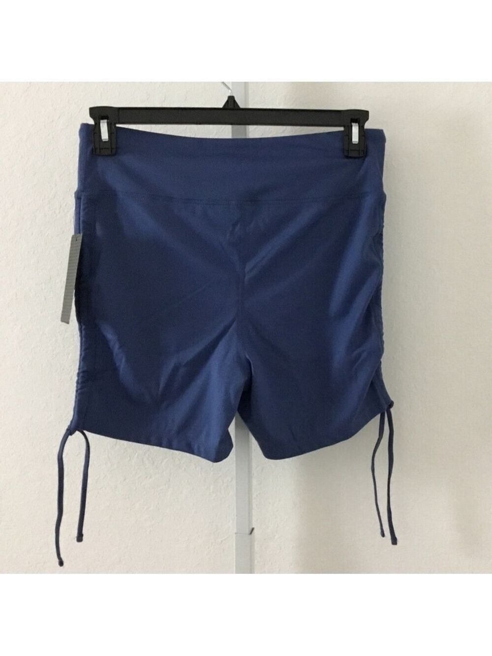 Bebe Sport thistle blue rhinestone logo ruched side bike short XL - Picture 4 of 10